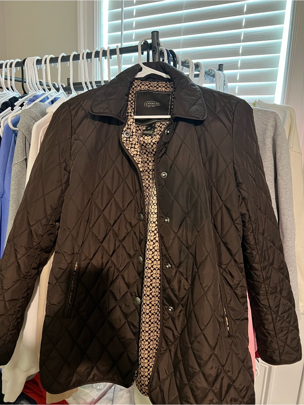 Coach Black Quilted Puffer Jacket with Signature Print Lining